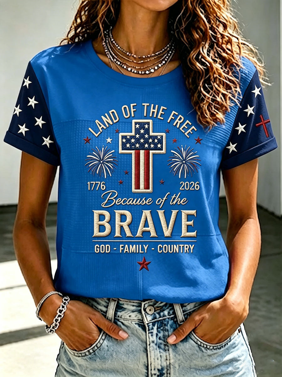 Women's Casual Faith-Print T-Shirt for Independence Day