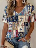 Women's Faith Print V-Neck Top