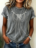 Women's Rose Pattern Religious Faith T-shirt
