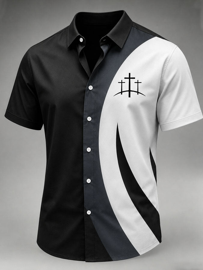 Men's Faith Cross Printed Casual Shirt