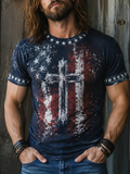 Men's 250 Years Of Freedom Jesus Cross Printed Casual T-shirt