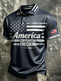 Men'S American Flag Print Casual Polo Shirt