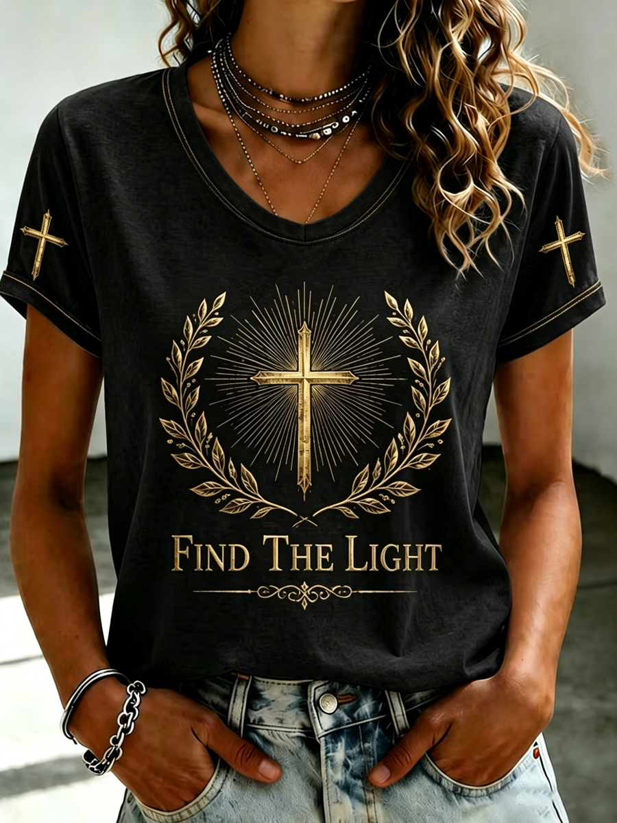 Women's Faith Printed V-neck T-shirt