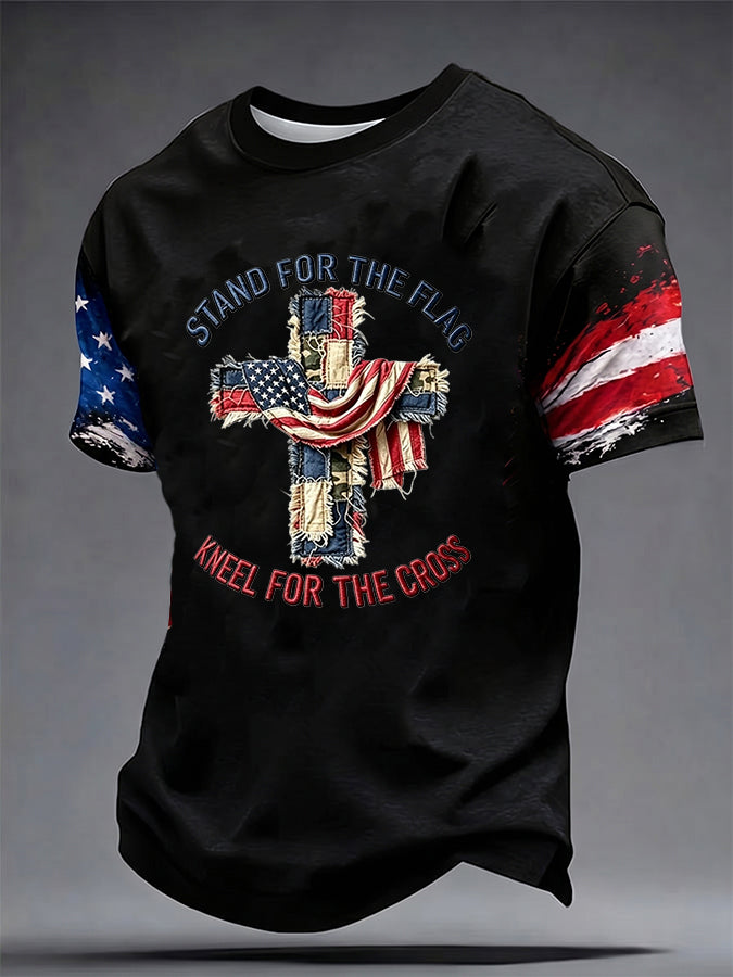 Men'S Retro Faith Independence Day Printed Casual Short Sleeved T-Shirt
