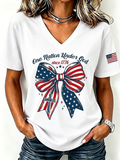 One Nation Under God Commemorative Print V-Neck T-Shirt