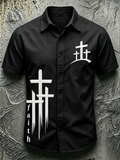 Men's Minimalist Faith Cross Embroidered Shirt