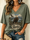 Women's Jackie Forever Our Queen Of The Skies Wing‑Eagle Print V‑Neck T‑Shirt