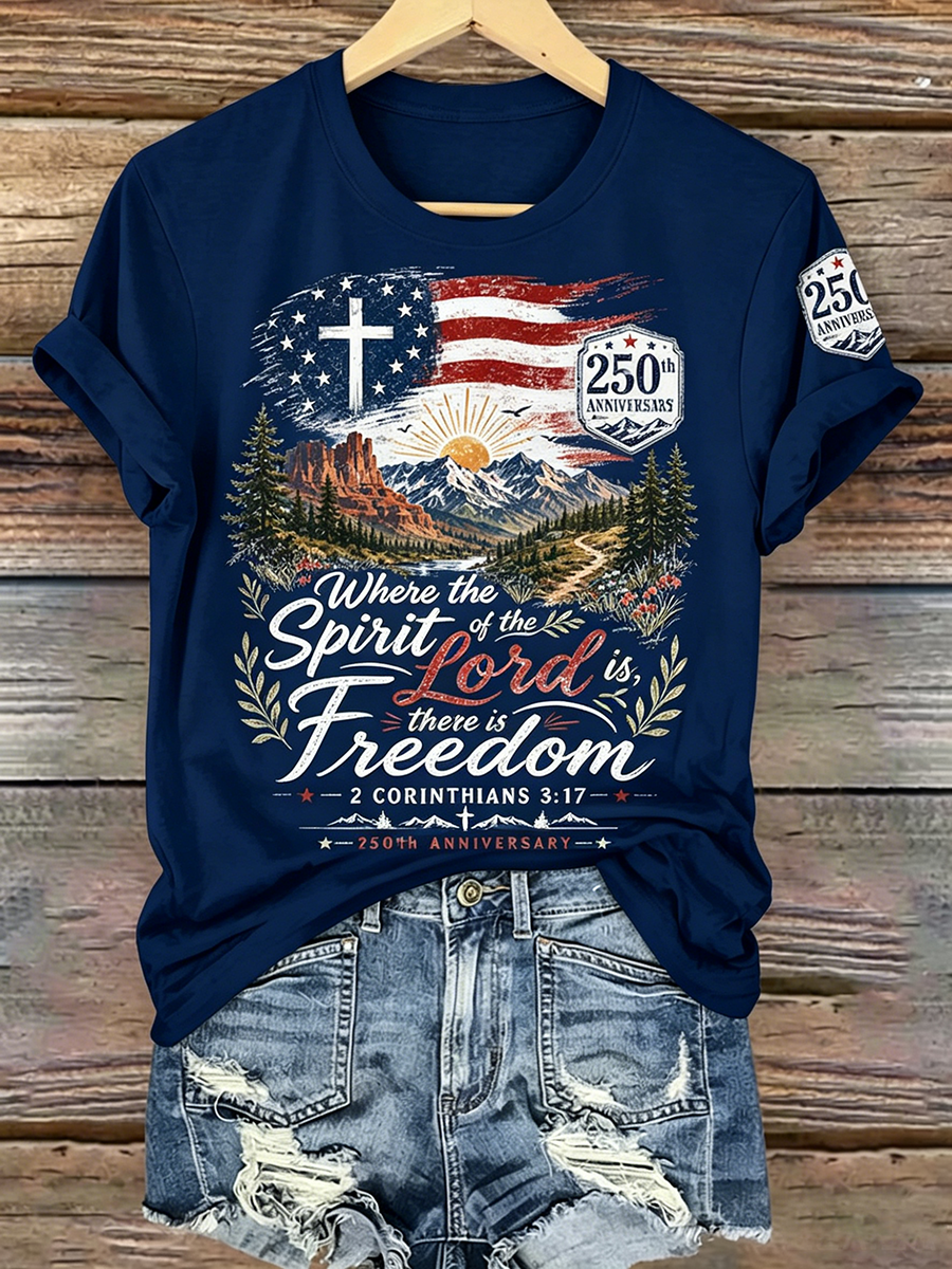 250Th Anniversary Faith Commemorative Printed Round Neck Top In The United States