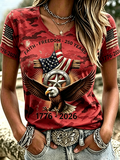 250Th Anniversary Of Women'S Retro Faith In The United States V-Neck Short Sleeve