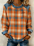 Women's Autumn Jesus Faith Plaid Hoodie