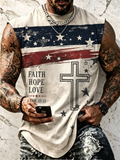 Men'S Belief Pattern Printed Round Neck Tank Top