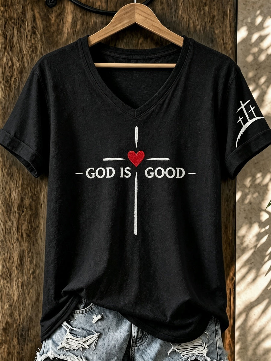 God Is Good Print Women's Casual T-Shirt