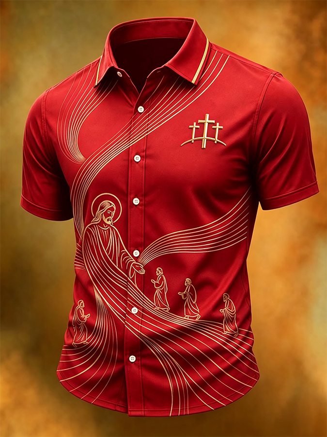 Men's Faith Cross Printed Casual Shirt