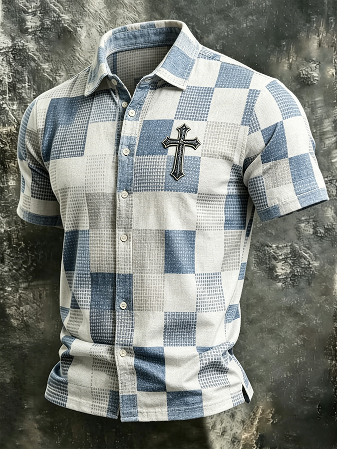 Men's Faith Cross Printed Casual Shirt