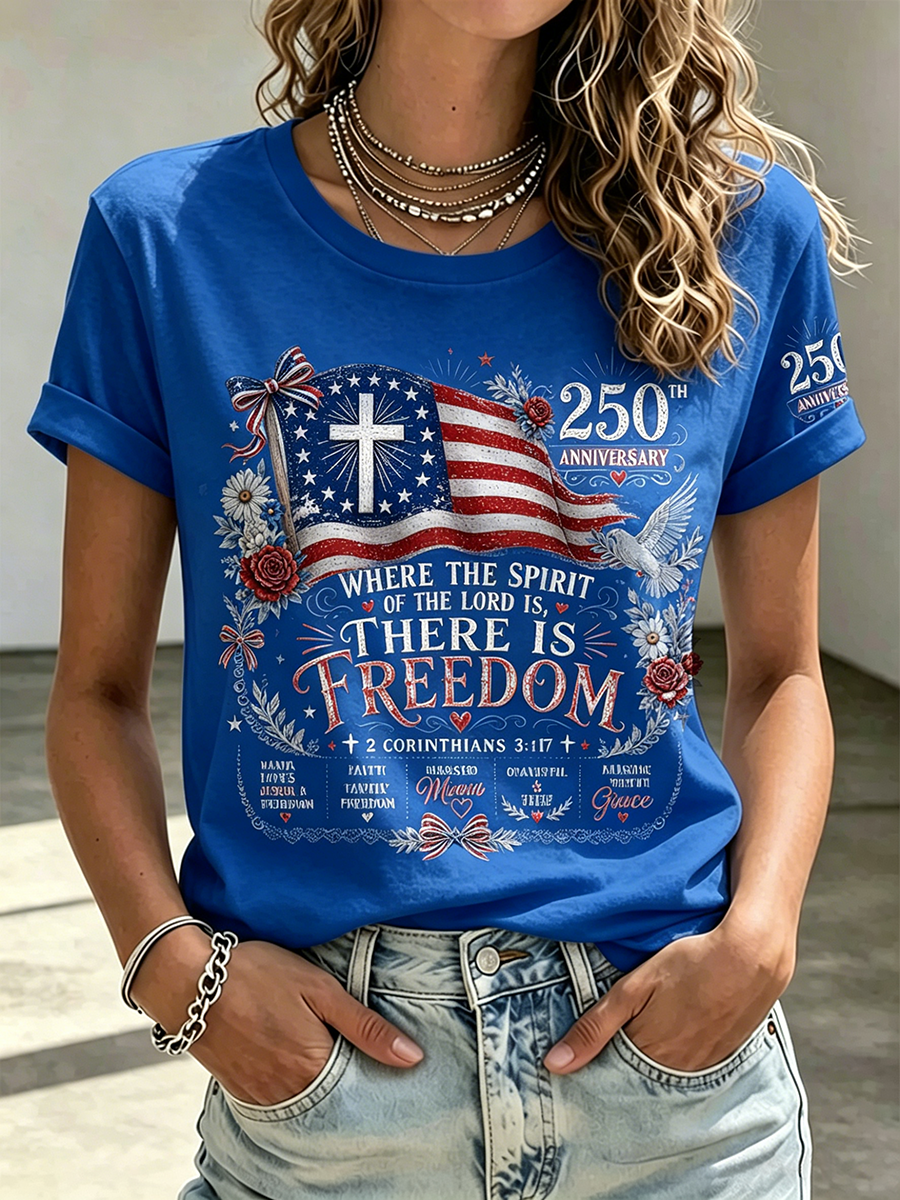 250Th Anniversary Faith Commemorative Printed Round Neck Top In The United States