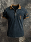 Men'S Faith Cross Pocket Collar Top
