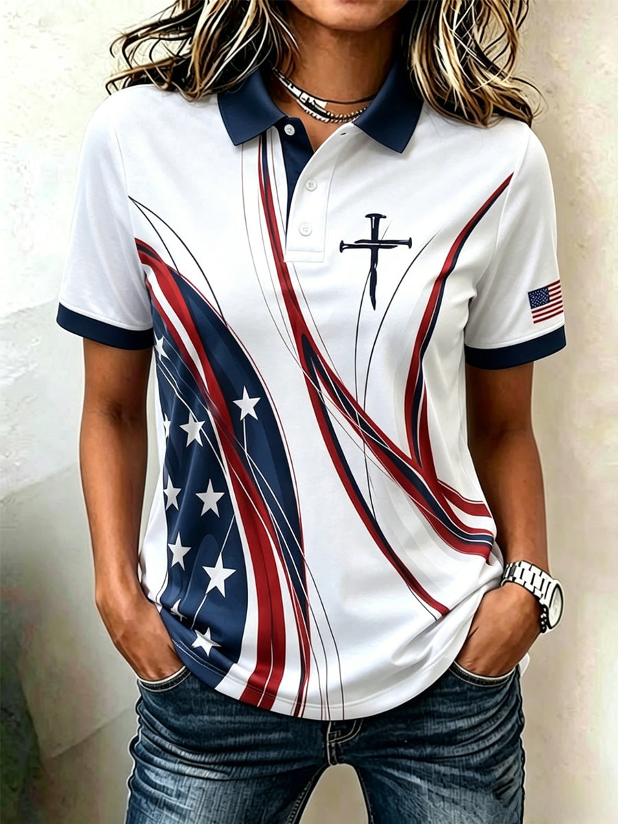 Women'S 250Th Anniversary American Valentine'S Day Casual Polo Shirt