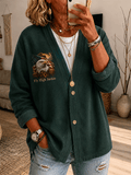 Women'S Fly High Jackie Eagle Flag Print Button‑Up V‑Neck Cardigan