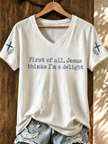 Women'S Casual Jesus Printed T-Shirt