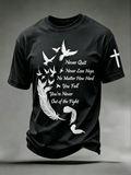 Religious Faith Cross Jesus Casual Printed Round Neck T-Shirt