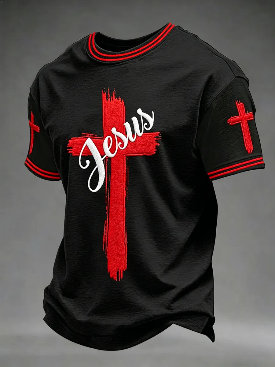 Men'S Christian Cross Print Tee