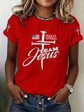 Women's Faith American Flag Crew Neck Short Sleeve T-shirt