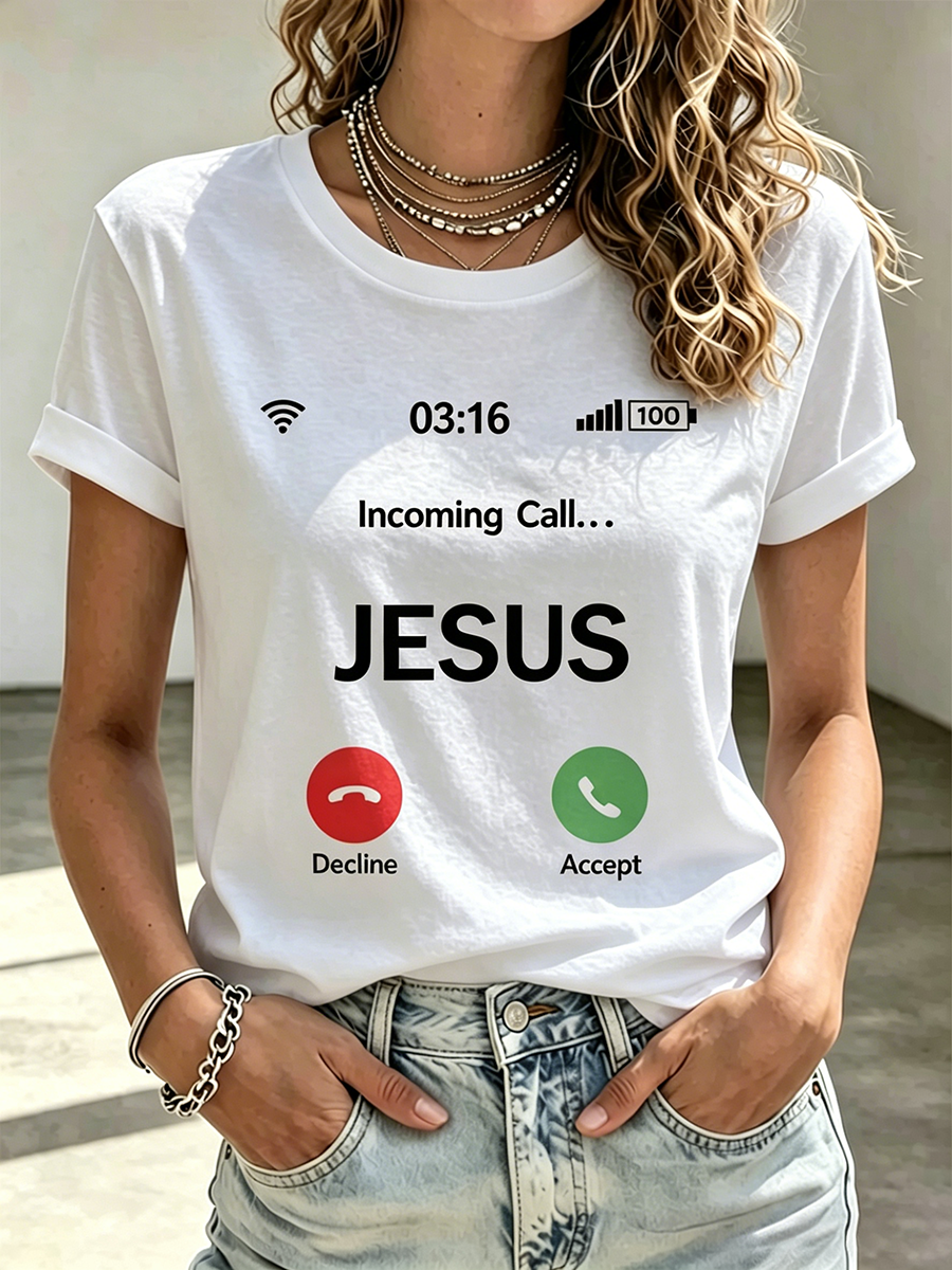 Faith Cross Printed Round Neck Top