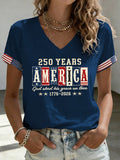 Women'S 250Th Anniversary Patriotic Printed Casual T-Shirt