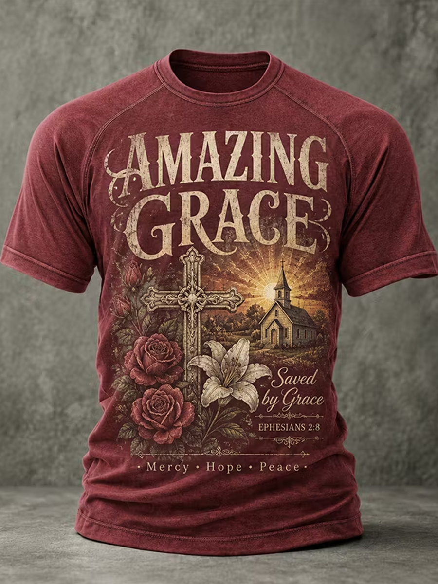 Men'S Faith Cross Printed Casual T-Shirt