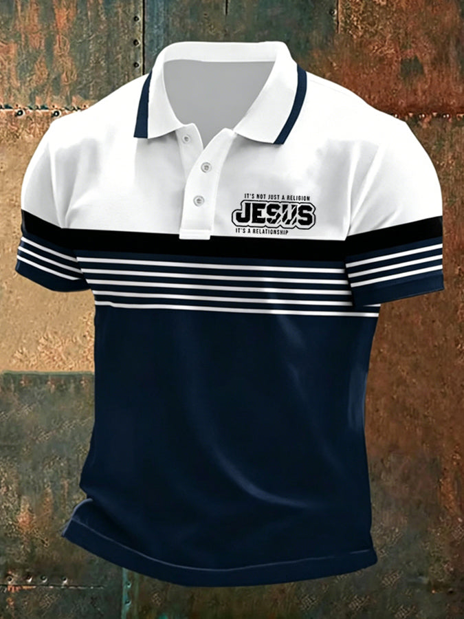 MEN'S CROSS FAITH GEOMETRIC Printed Polo Shirt