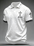 Jesus Cross Faith Relief Design Printed Polo Shirt
