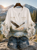 Jackie Forever In Our Hearts Women'S Eagle Flower Ruffle Sleeve Shirt