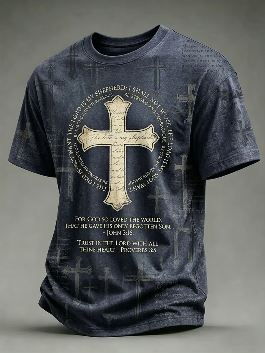 Men's Faith-Themed Crew Neck Short-Sleeve T-Shirt