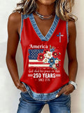 Women'S Faith Letter Denim Trimmed V-Neck Vest