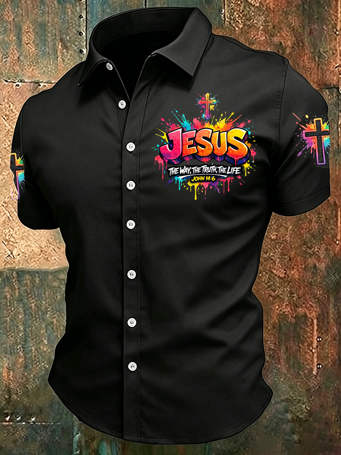 Men's Faith Cross Printed Casual Shirt