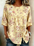 Women's Retro Faith Floral Print Top
