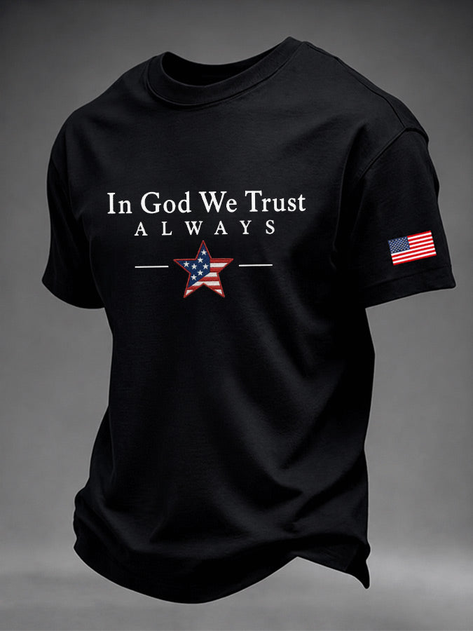 Men'S Faith Patriotic Printed Round Neck T-Shirt