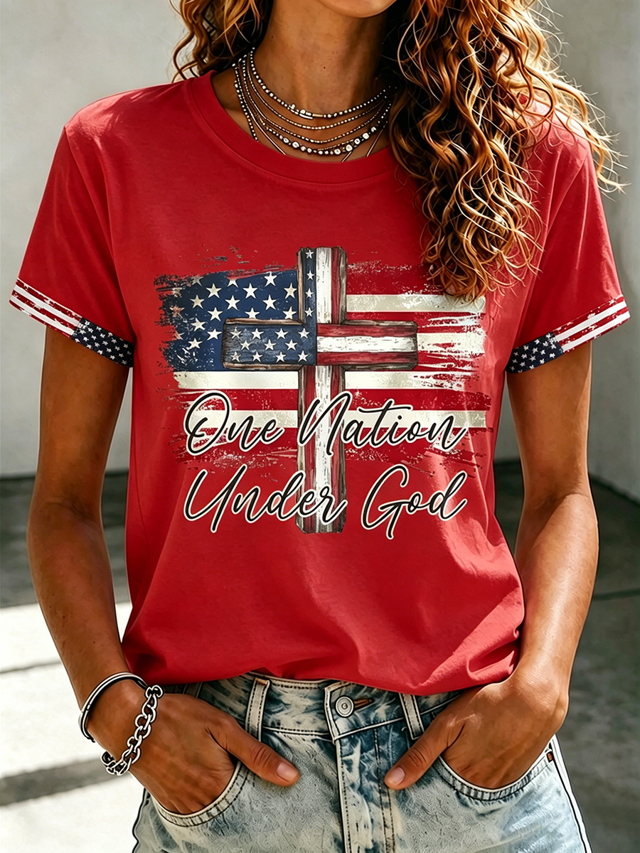 American Jesus Faith Memorial Printed Casual T-Shirt
