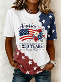 Women'S America 250 Years Flag Floral T-Shirt