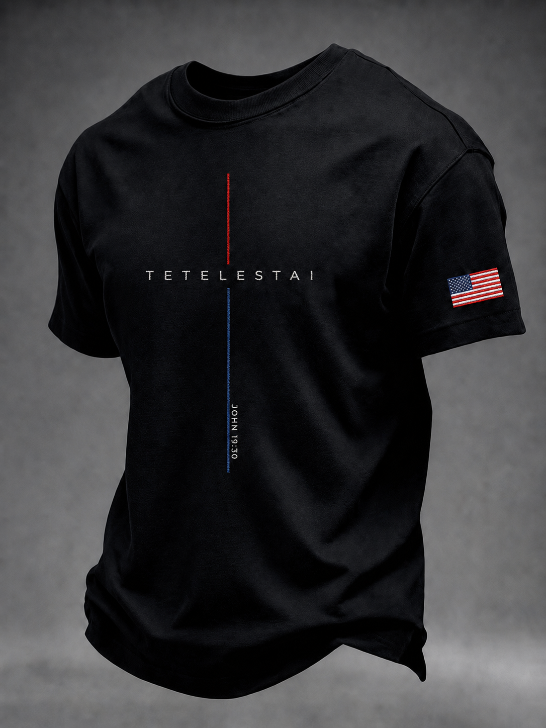 Men'S Faith American Flag Sleeve Printed Round Neck T-Shirt