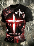 Men's Casual American Combined With Jesus Letter Short Sleeved T-Shirt