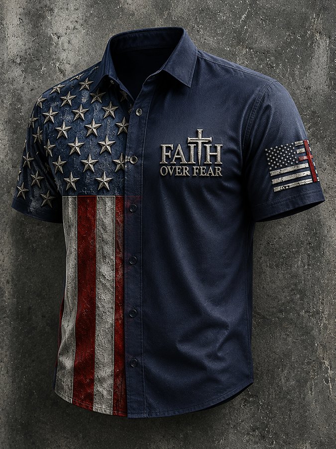 Men's Faith Cross Printed Casual Shirt