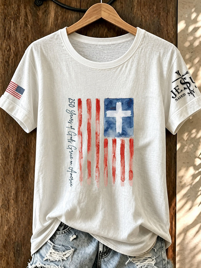 Women'S Faith Freedom Printed Casual T-Shirt