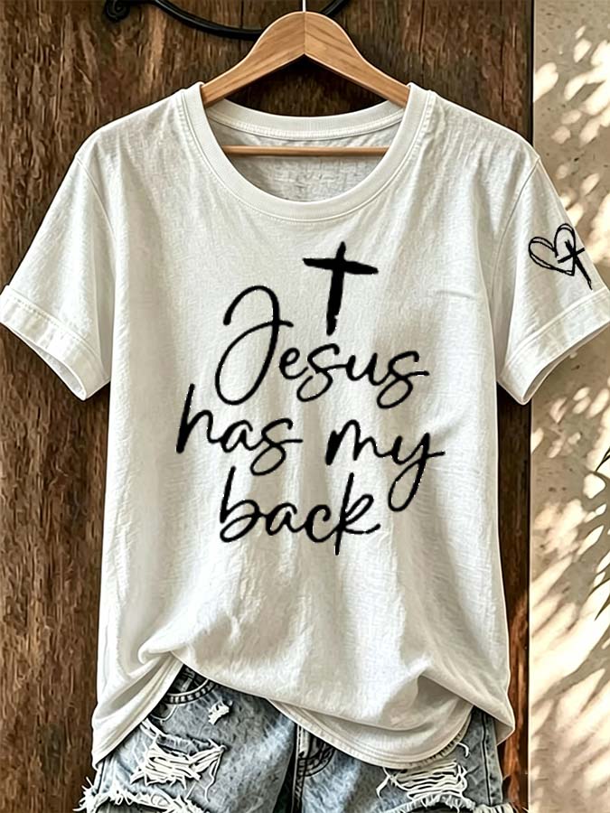 Women'S Faith Cross Printed Short Sleeve T-Shirt