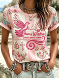 Women's Holy Spirit Peace Dove Cross Floral Embroidered T-Shirt