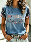 Women's Casual American 250th Anniversary Commemorative Pattern T-shirt