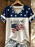 Women's Independence Day Casual Printed Short-Sleeve T-shirt