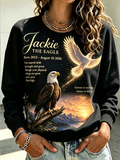 Women'S Retro Eagle Print Round Neck Sports Shirt
