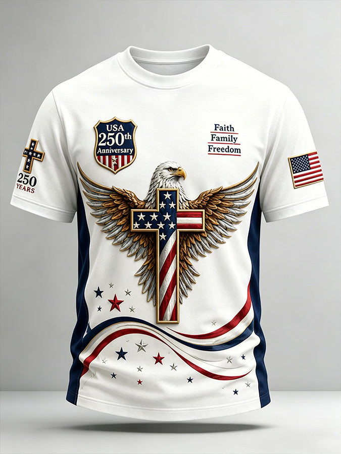 Men's America Flag Print Short Sleeve T-Shirt