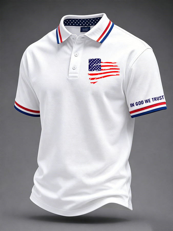 Men's Faith Cross Printed Casual Polo Shirt